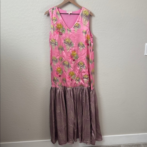 Anthropologie Siddhartha Bansal Flounced Embellished Maxi Shift Dress M - Picture 6 of 12